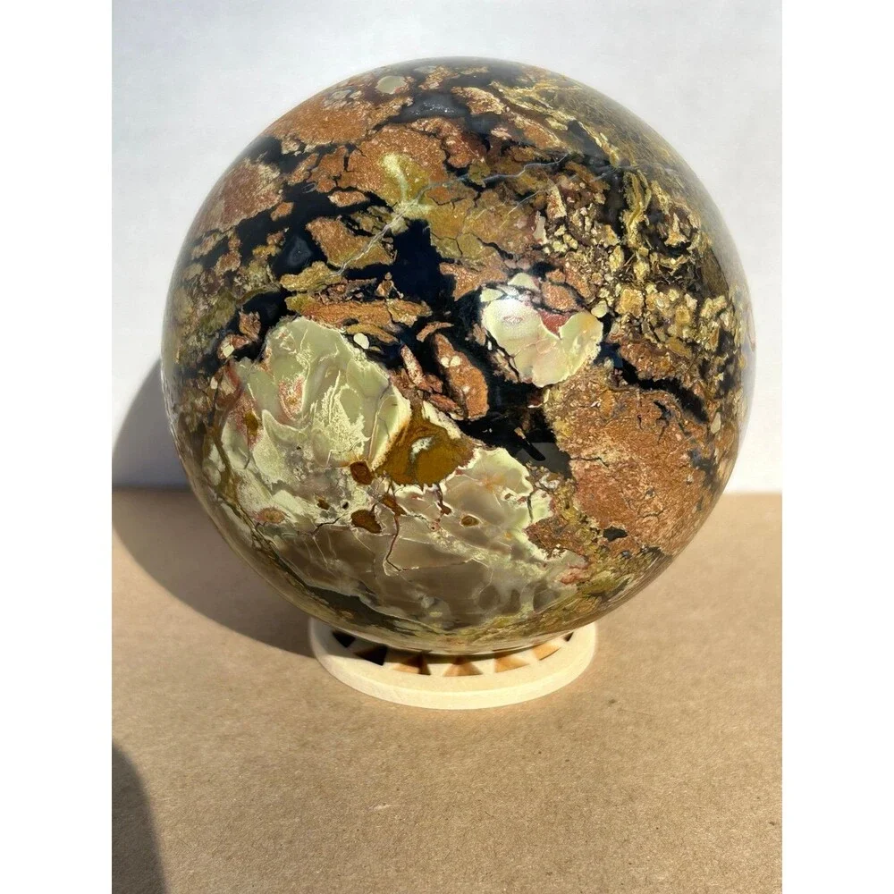 HUGE Volcano Agate Sphere 92.2 mm & over 2 lbs - Amazing UV Reaction